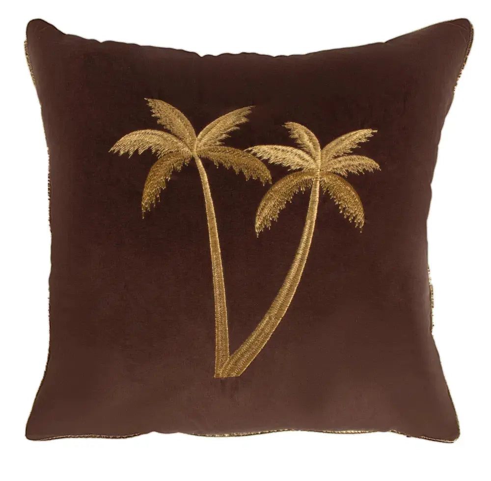 Malini Palms Choc Cushion   Nicholas John Interiors