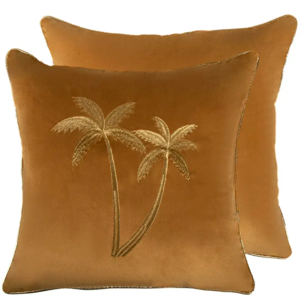 Malini Palms Whiskey Cushion   Nicholas John Interiors