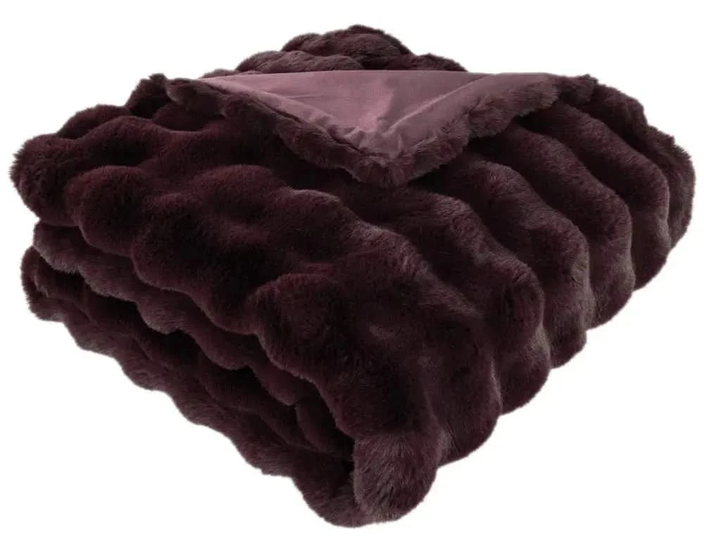 Malini Raffles Aubergine Throw | Faux Rabbit Textured – Nicholas John ...
