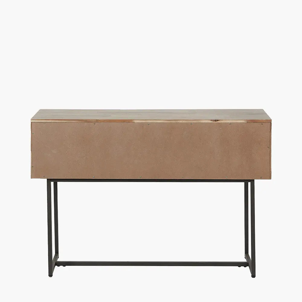 Marca Sand Wash Acacia Wood and Black Metal 1 Drawer Console Table   Nicholas John Interiors