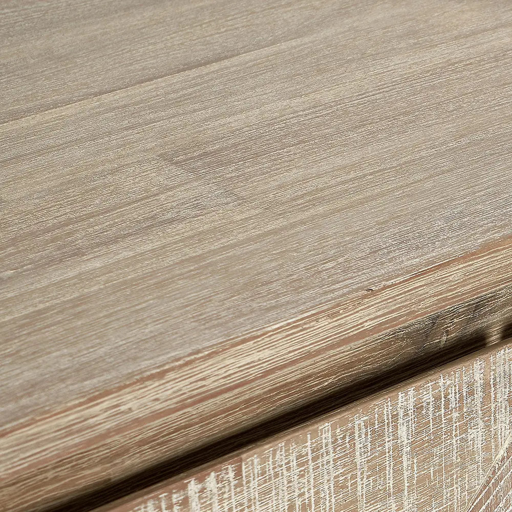 Marca Sand Wash Acacia Wood and Black Metal 3 Door Sideboard   Nicholas John Interiors