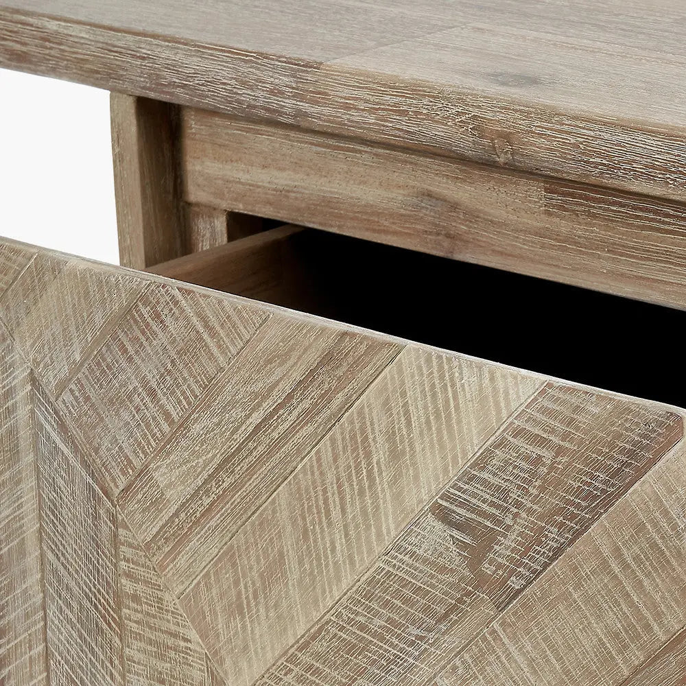 Marca Sand Wash Acacia Wood and Black Metal Desk   Nicholas John Interiors