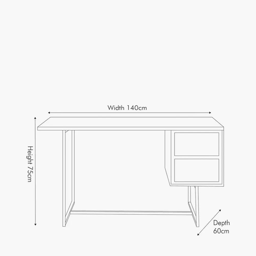 Marca Sand Wash Acacia Wood and Black Metal Desk   Nicholas John Interiors