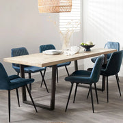 Marca Sand Wash Acacia Wood and Black Metal Dining Table   Nicholas John Interiors