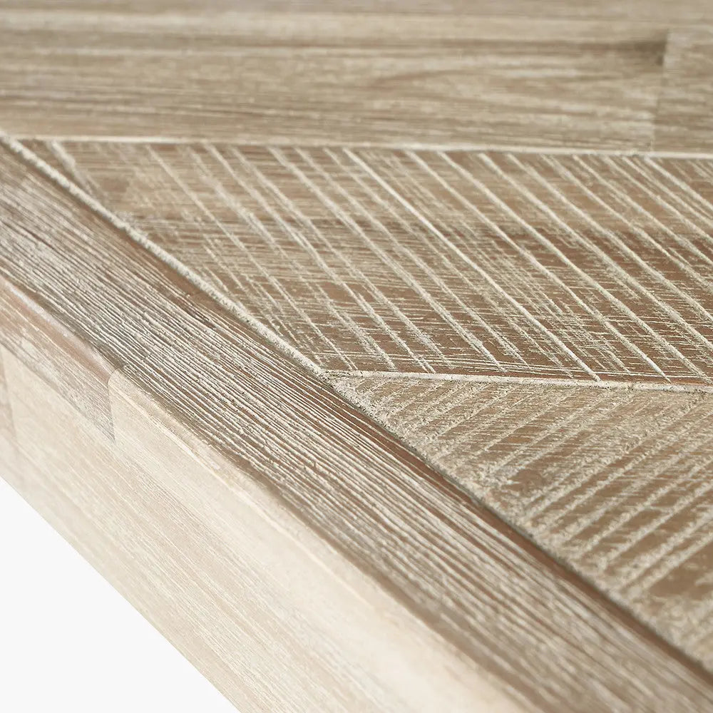 Marca Sand Wash Acacia Wood and Black Metal Dining Table   Nicholas John Interiors