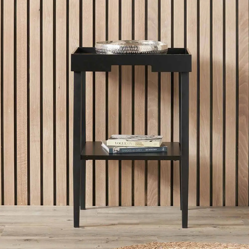 Marnie Black Wood Veneer Side Table  Nicholas John Interiors