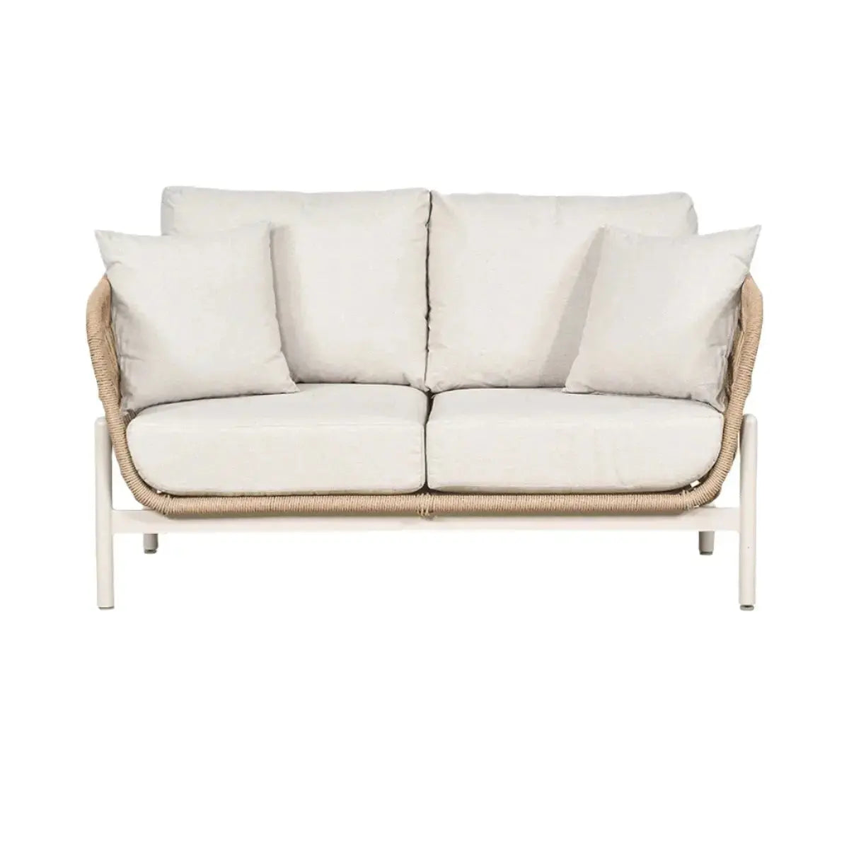 Martic Outdoor 2 Seater Sofa in Light Acacia Wood   Nicholas John Interiors