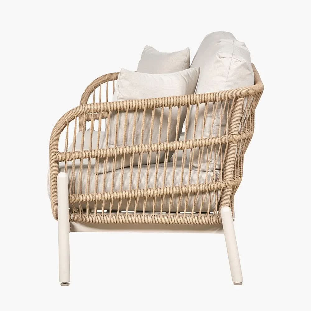 Martic Outdoor 2 Seater Sofa in Light Acacia Wood   Nicholas John Interiors