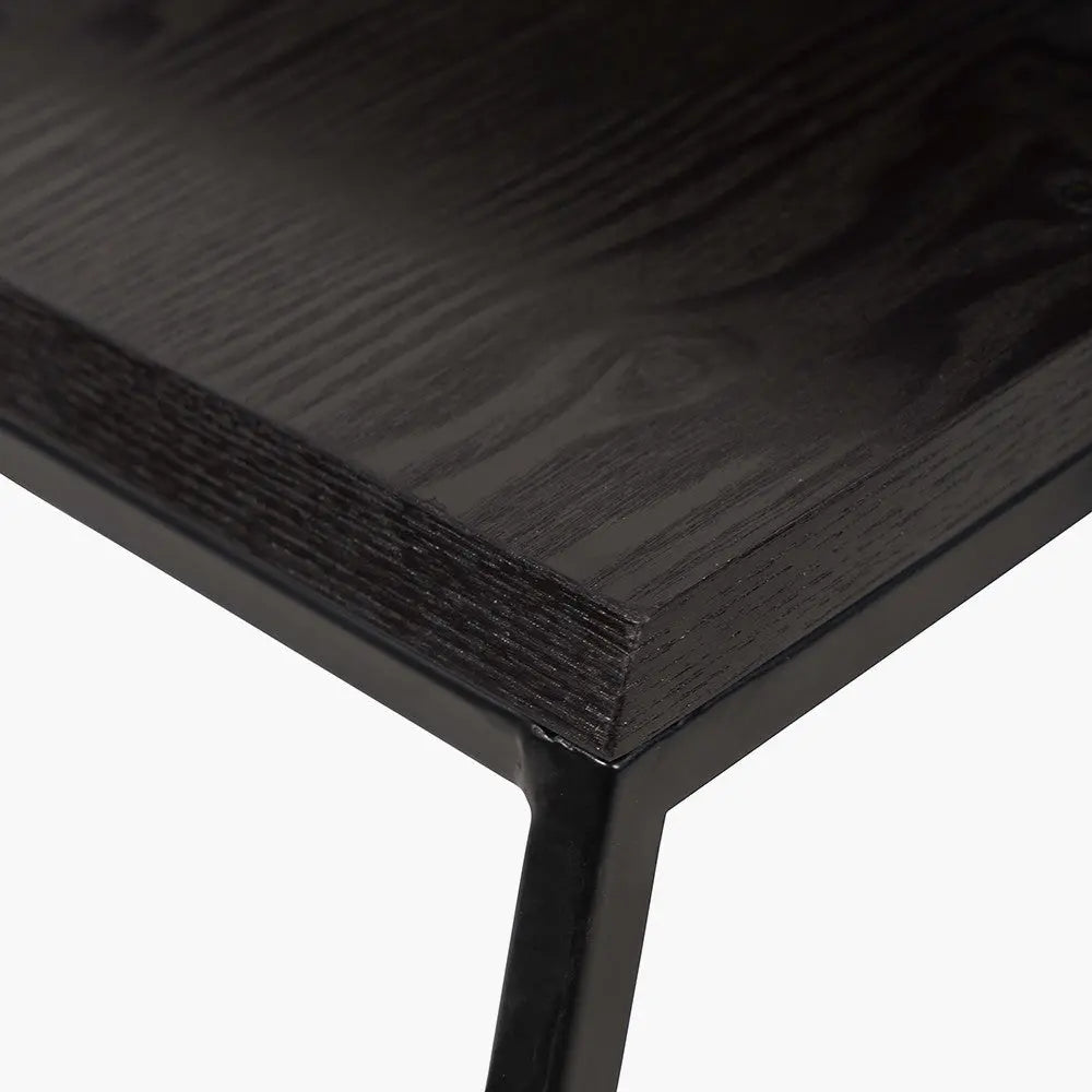 Mashiko S/2 Black Ash Veneer and Black Metal Coffee Tables  Nicholas John Interiors