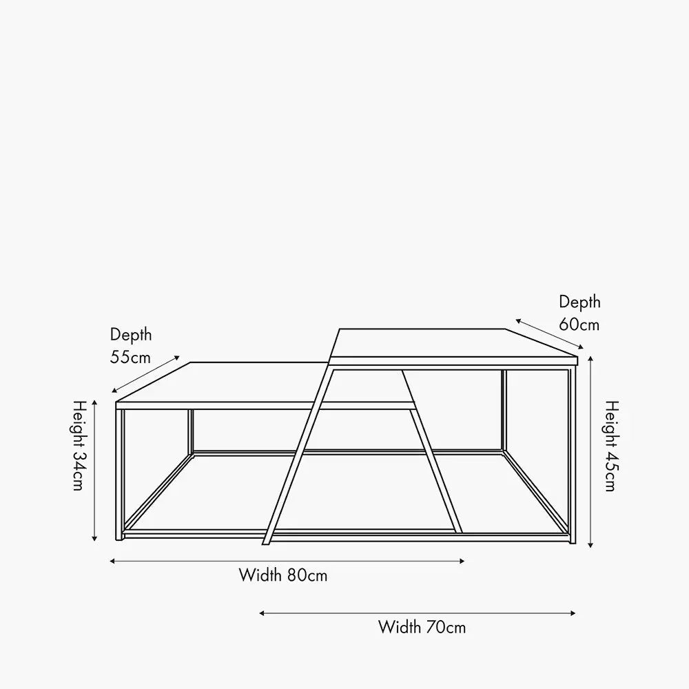Mashiko S/2 Black Ash Veneer and Black Metal Coffee Tables  Nicholas John Interiors