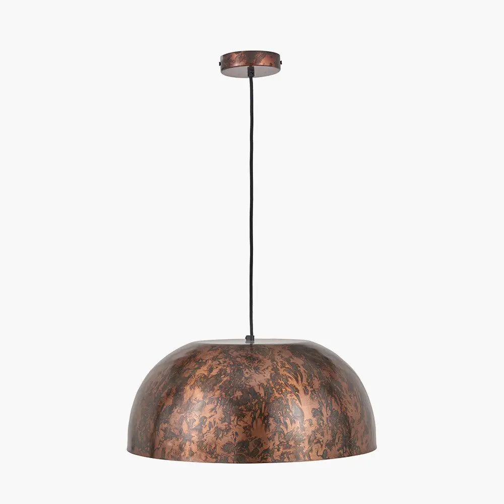 Mason Copper Effect Wide Domed Metal Pendant  Nicholas John Interiors