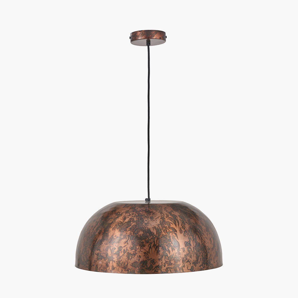 Mason Copper Effect Wide Domed Metal Pendant  Nicholas John Interiors