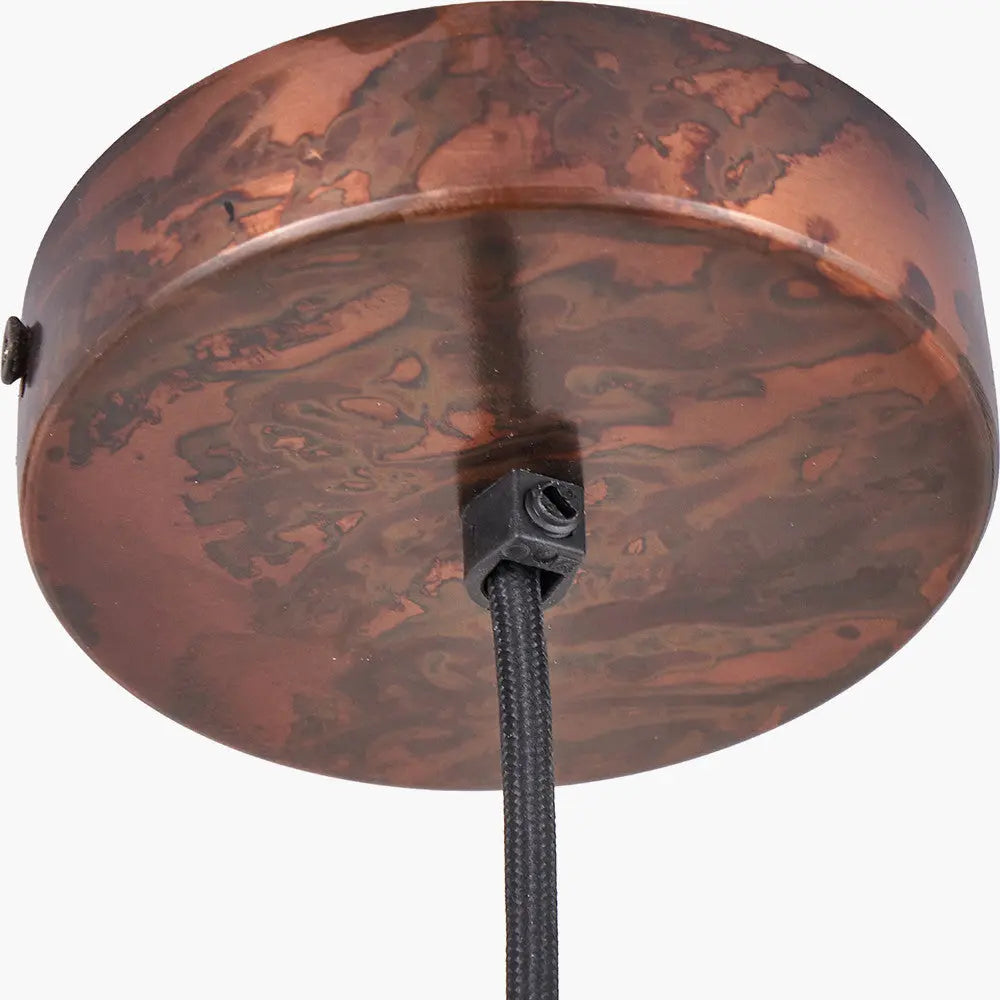 Mason Copper Effect Wide Domed Metal Pendant  Nicholas John Interiors