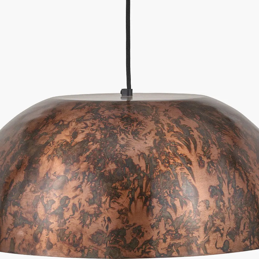 Mason Copper Effect Wide Domed Metal Pendant  Nicholas John Interiors