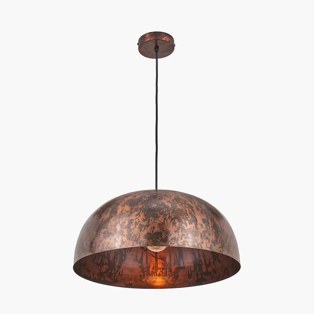 Mason Copper Effect Wide Domed Metal Pendant  Nicholas John Interiors
