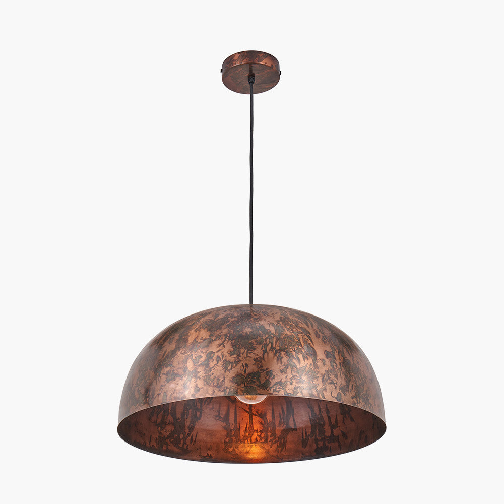 Mason Copper Effect Wide Domed Metal Pendant  Nicholas John Interiors
