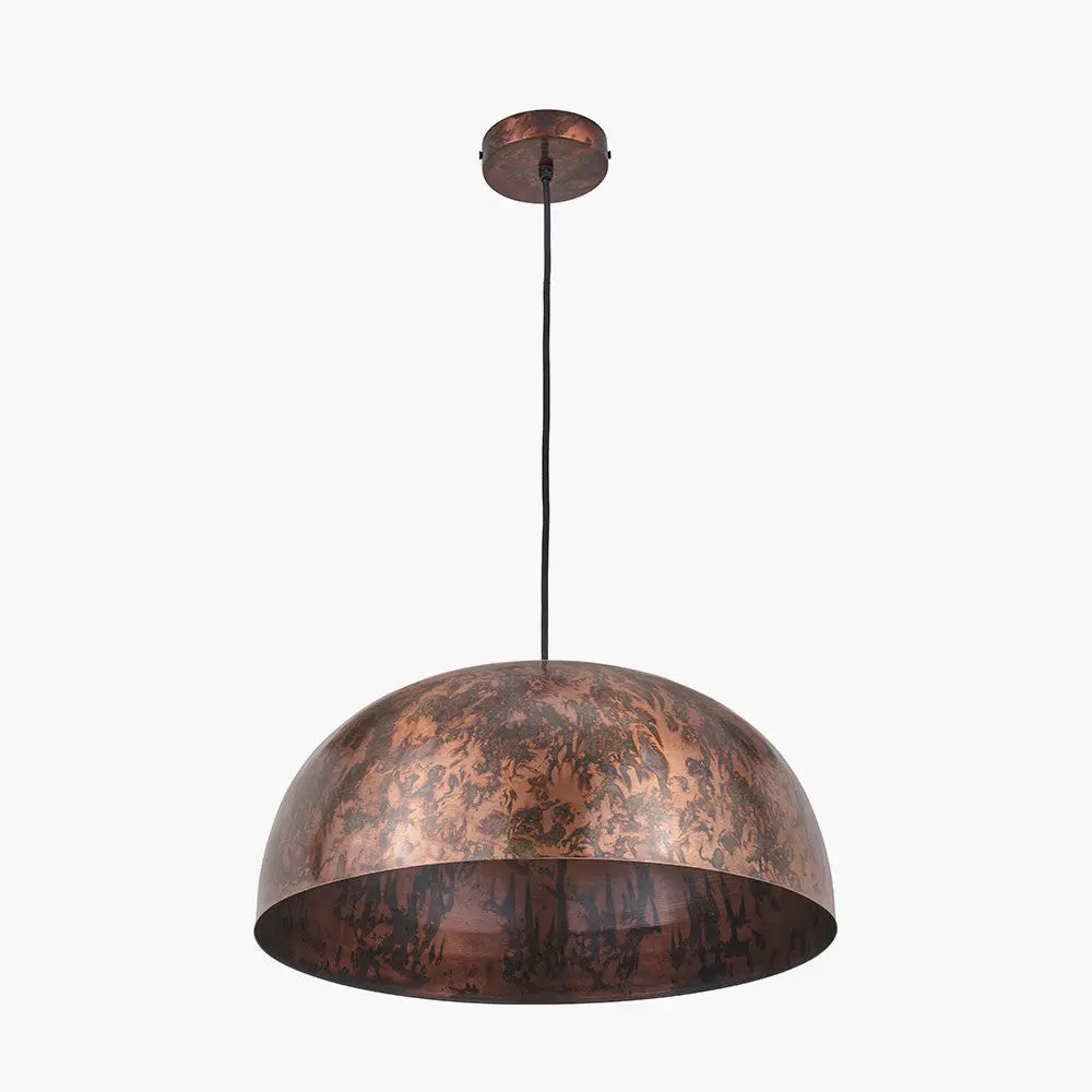 Mason Copper Effect Wide Domed Metal Pendant  Nicholas John Interiors