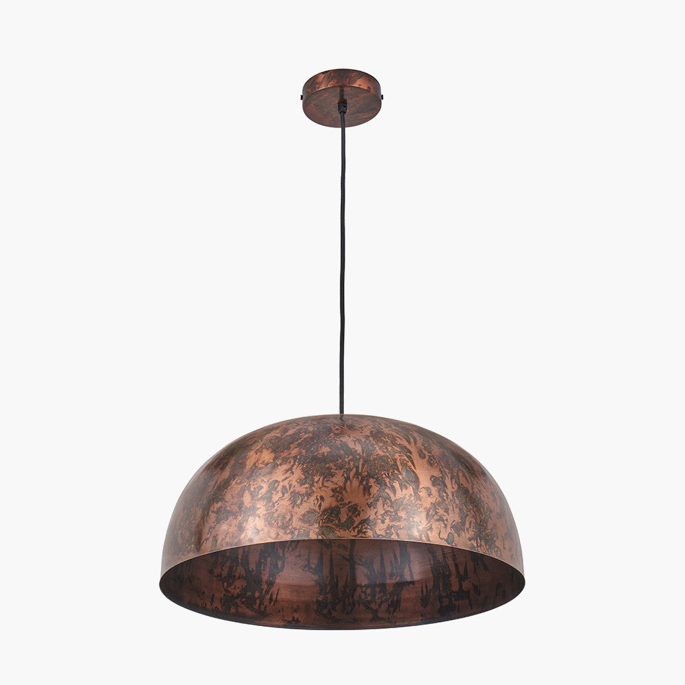 Mason Copper Effect Wide Domed Metal Pendant  Nicholas John Interiors