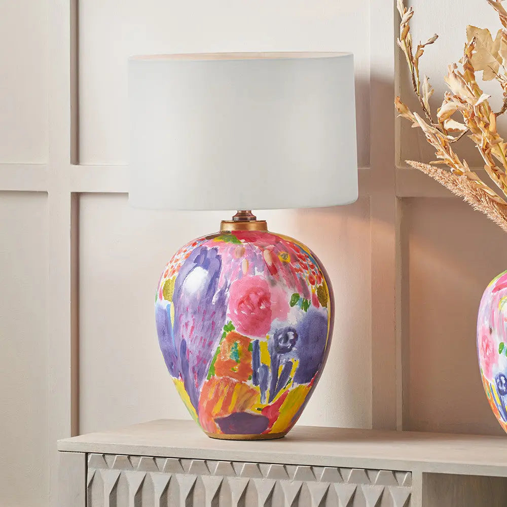 Matisse Multi Colour Ceramic Urn Table Lamp Base   Nicholas John Interiors