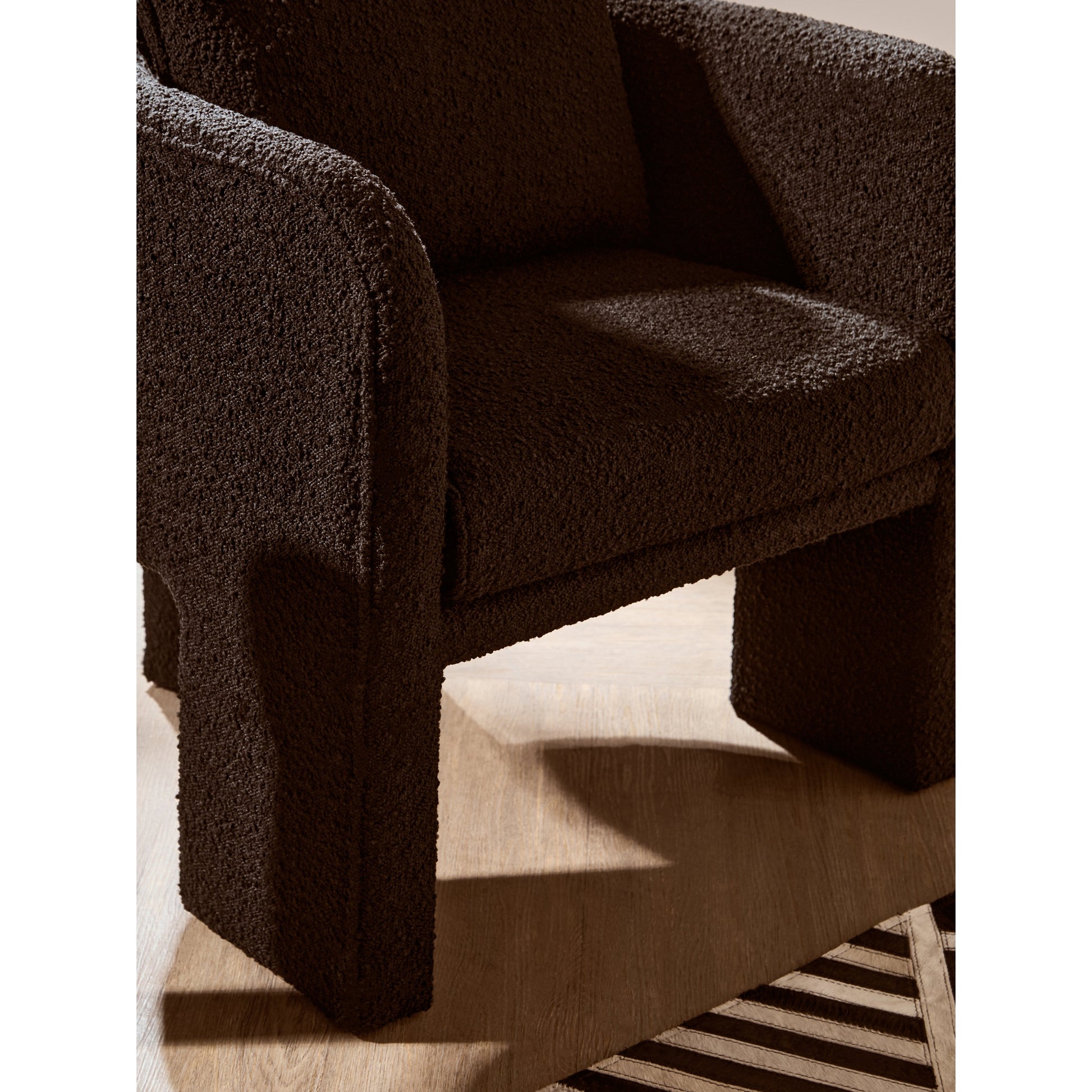 Mazzero Black Boucle Curved Armchair  Nicholas John Interiors