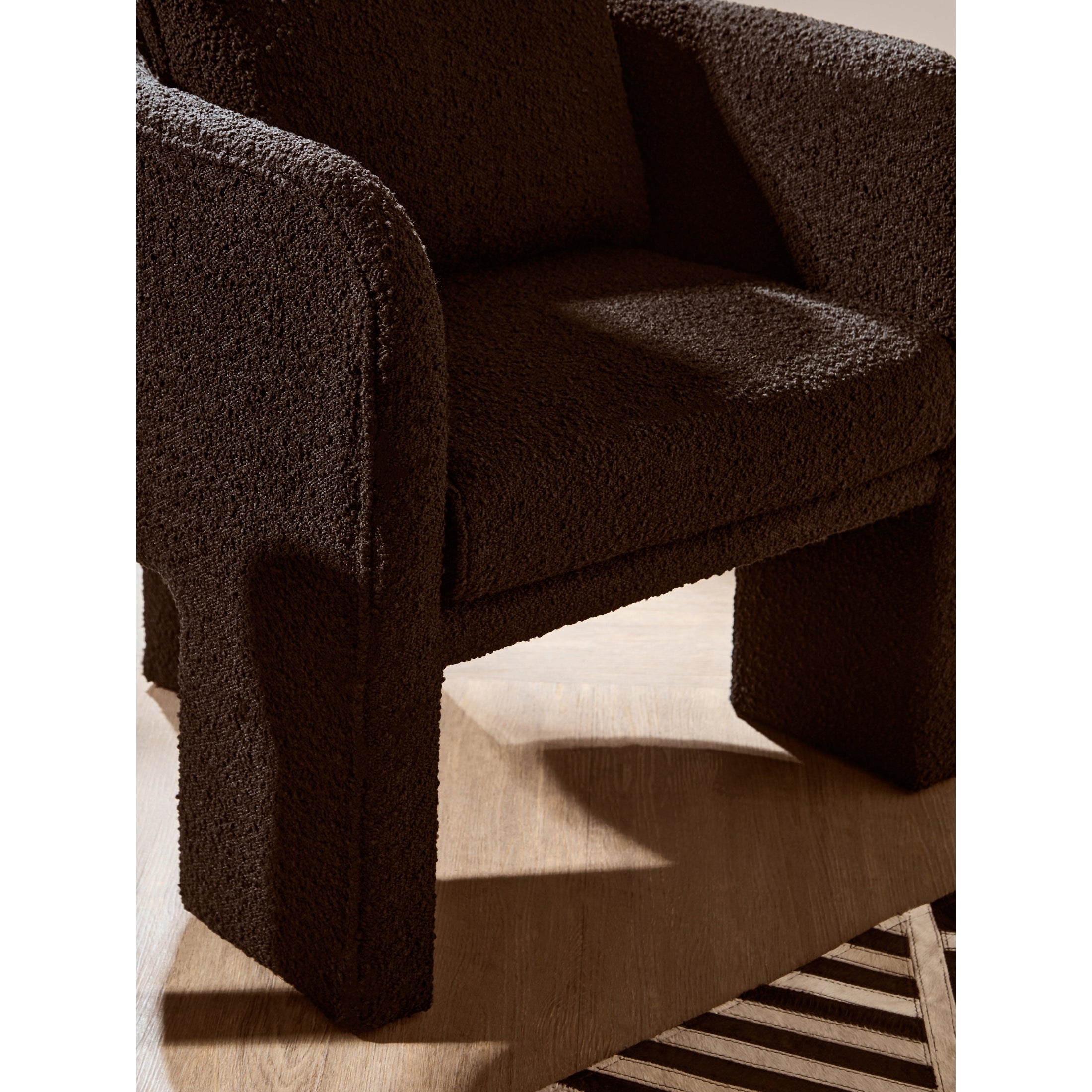 Mazzero Black Boucle Curved Armchair  Nicholas John Interiors