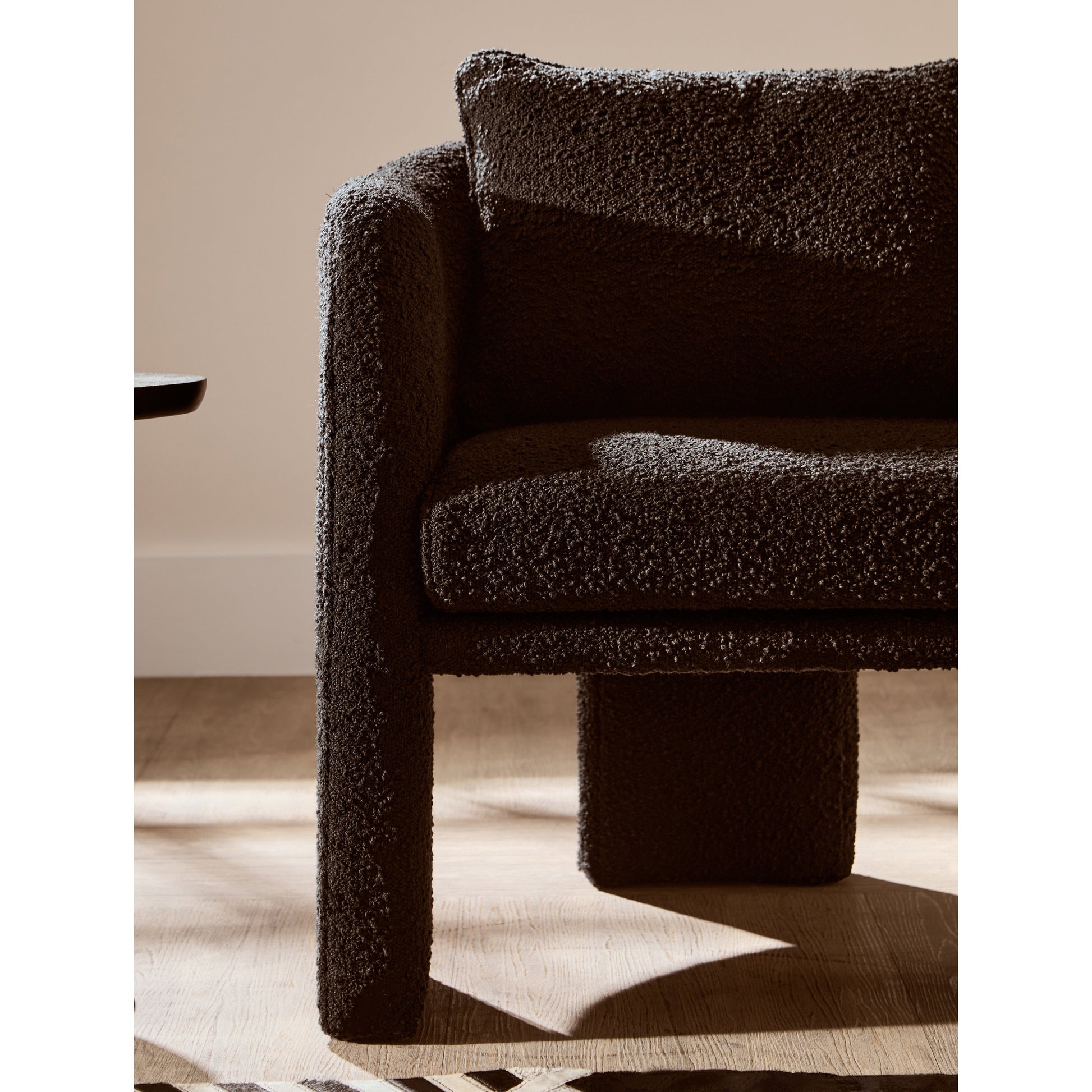 Mazzero Black Boucle Curved Armchair  Nicholas John Interiors