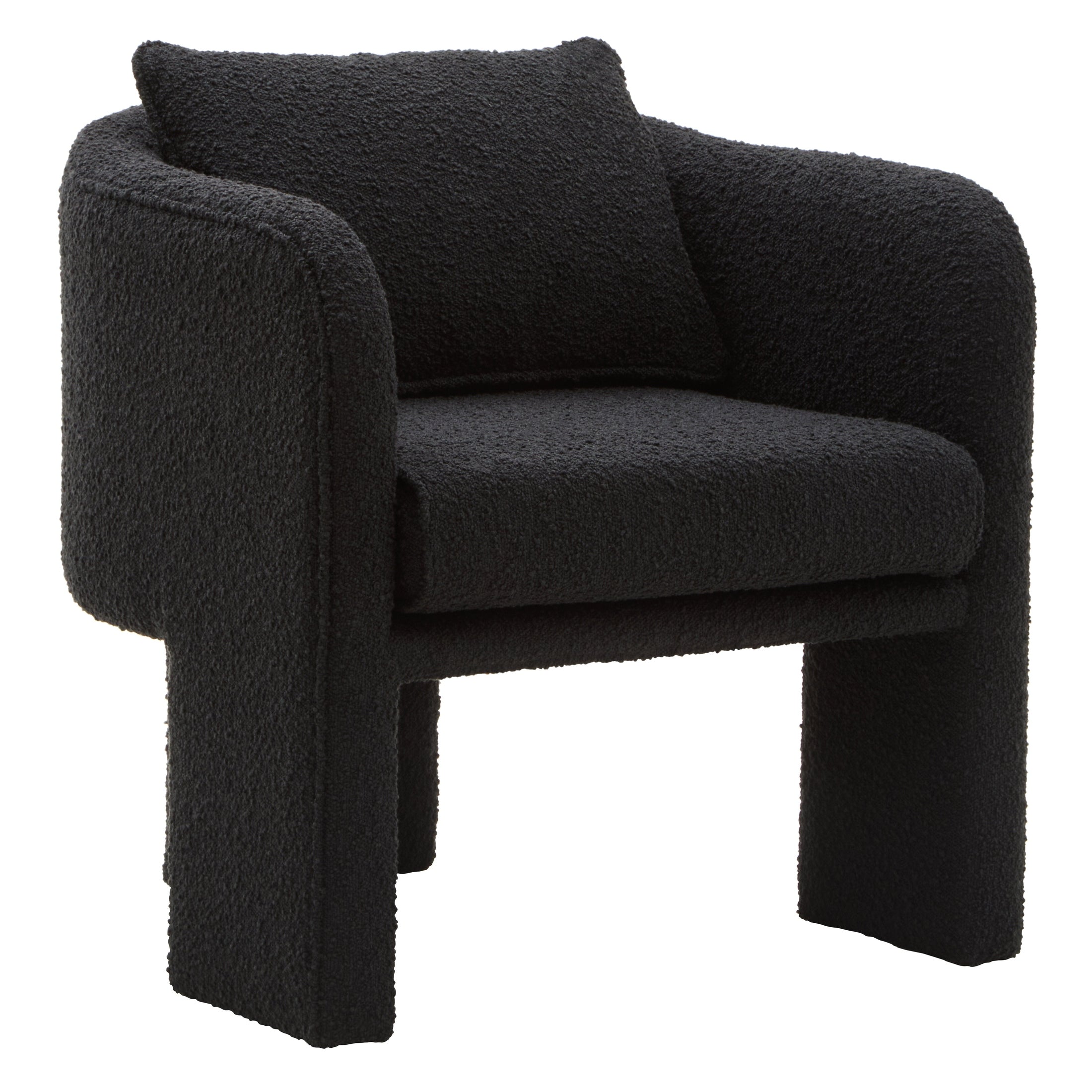 Mazzero Black Boucle Curved Armchair  Nicholas John Interiors
