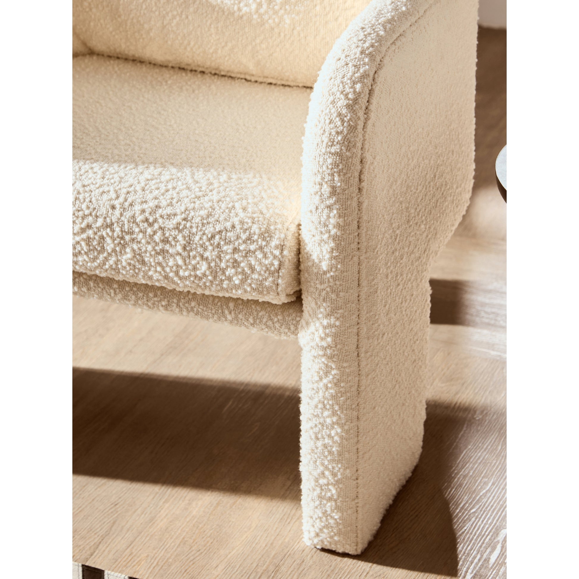 Mazzero Ivory Boucle Curved Armchair  Nicholas John Interiors