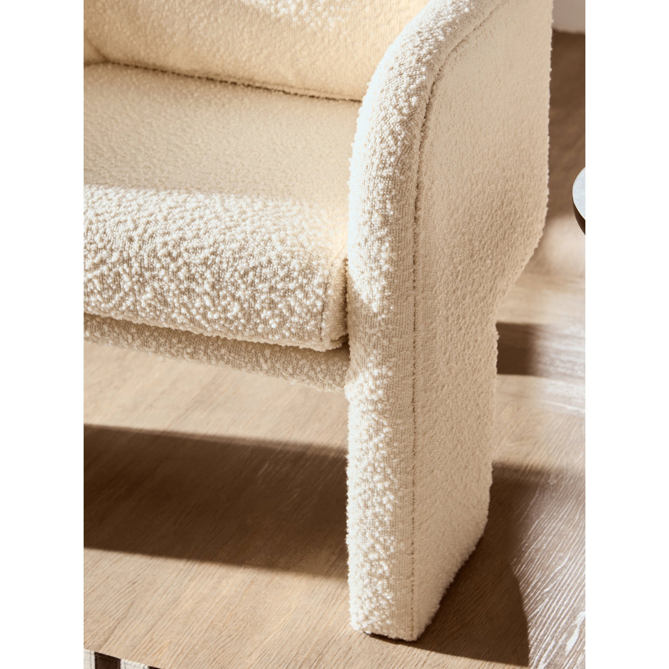 Mazzero Ivory Boucle Curved Armchair  Nicholas John Interiors