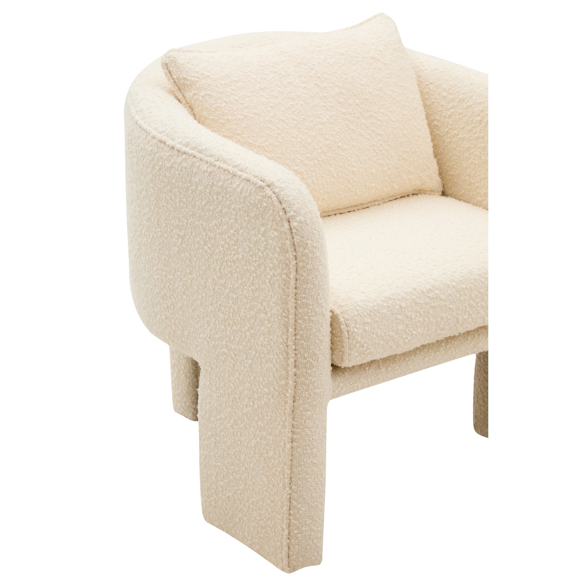 Mazzero Ivory Boucle Curved Armchair  Nicholas John Interiors