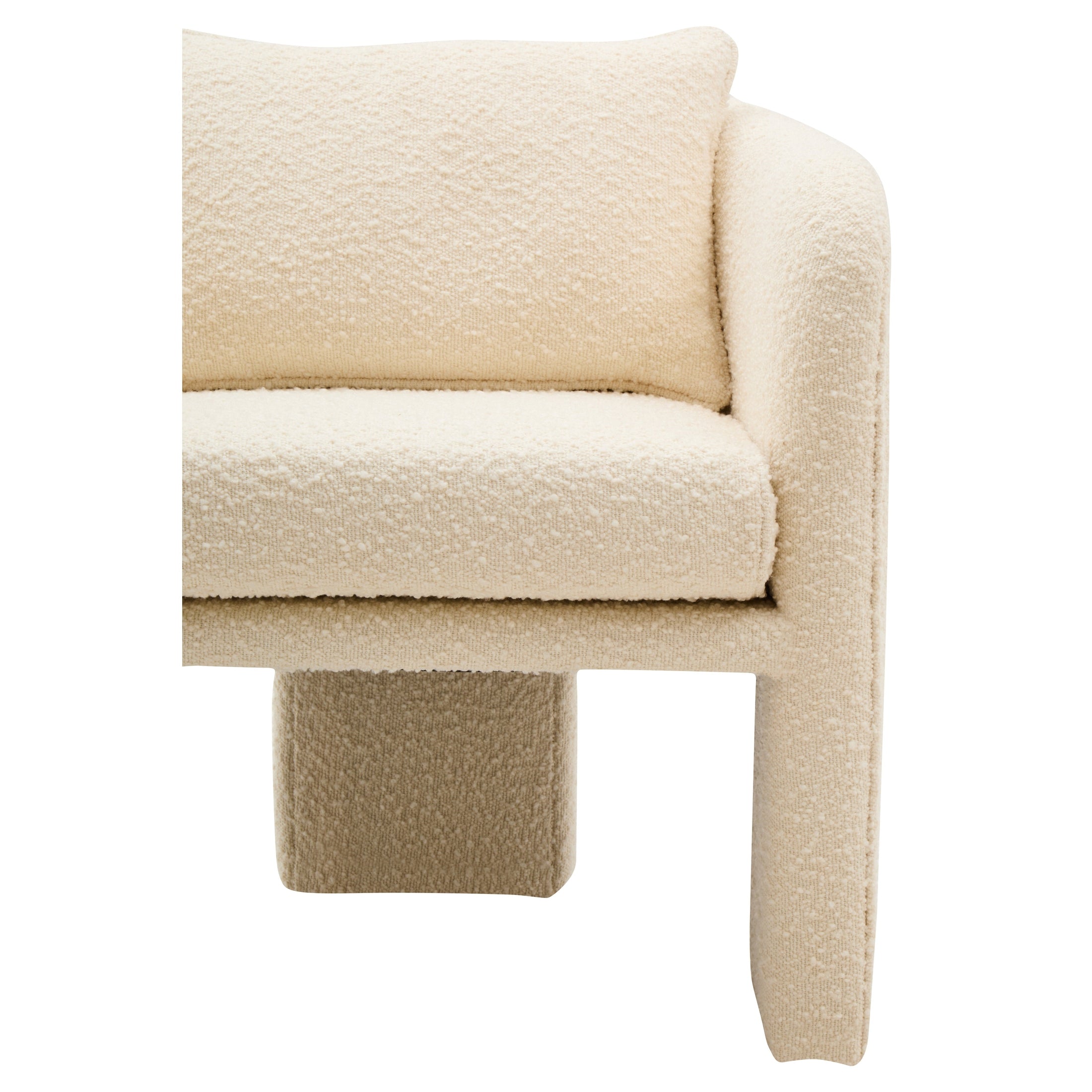 Mazzero Ivory Boucle Curved Armchair  Nicholas John Interiors
