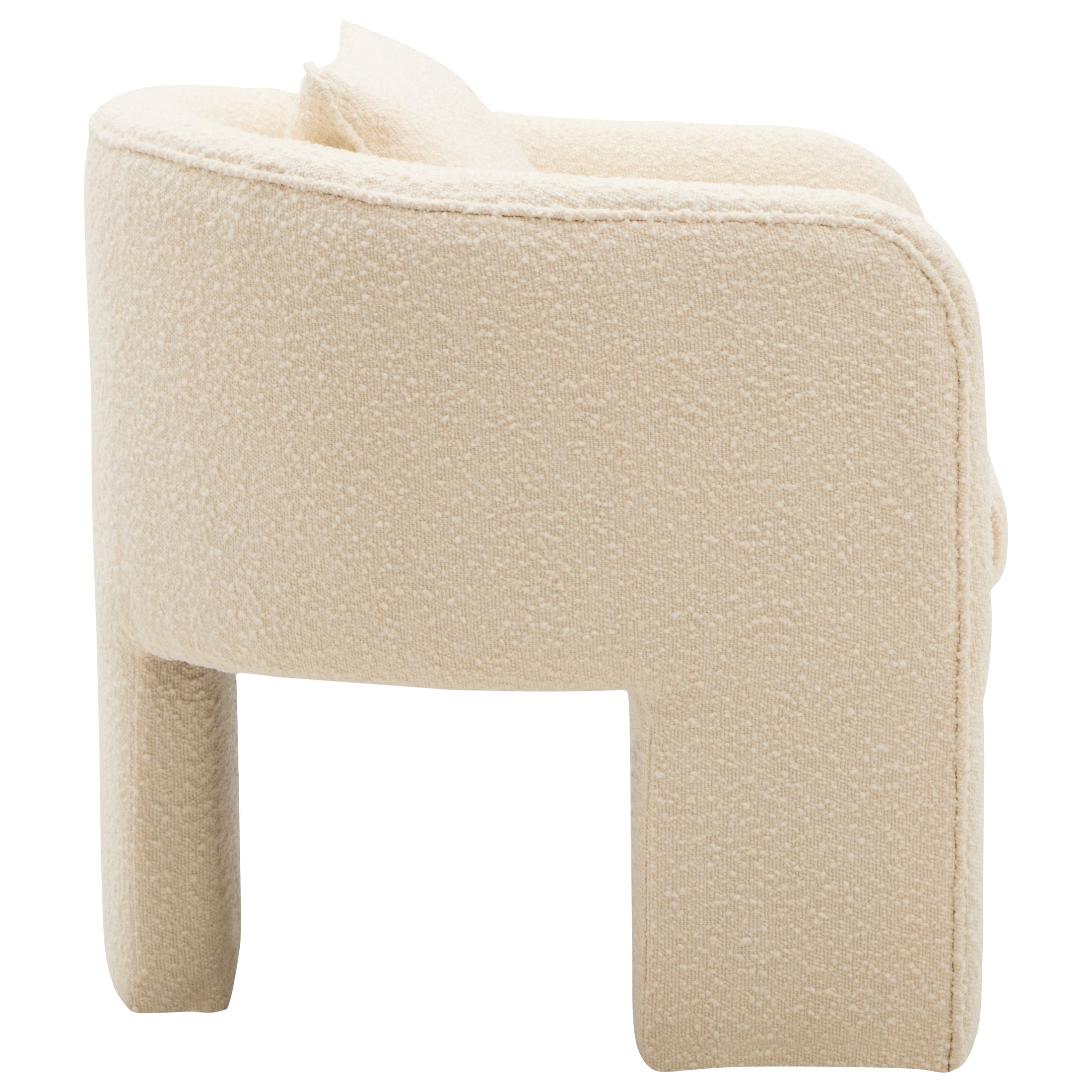 Mazzero Ivory Boucle Curved Armchair  Nicholas John Interiors