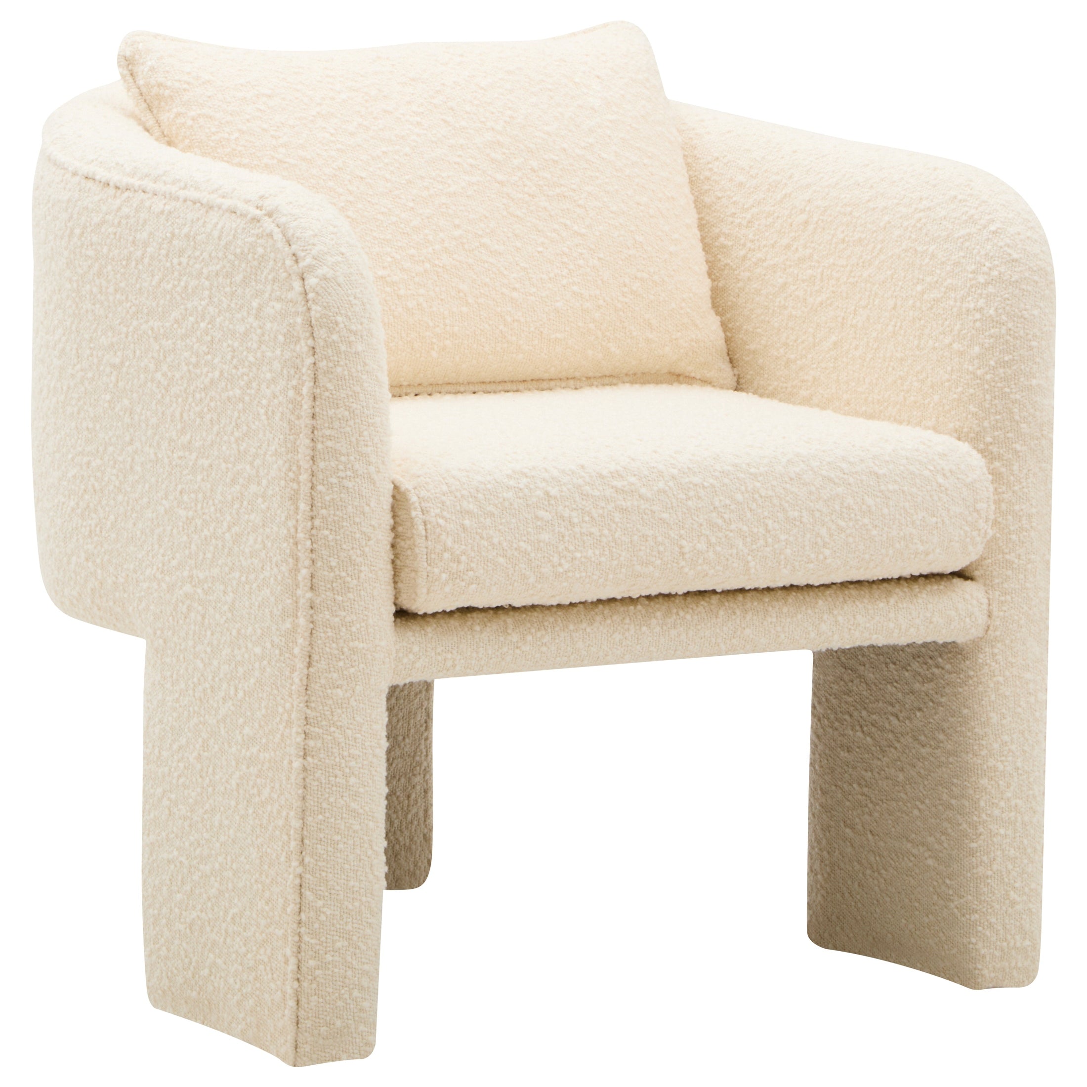Mazzero Ivory Boucle Curved Armchair  Nicholas John Interiors