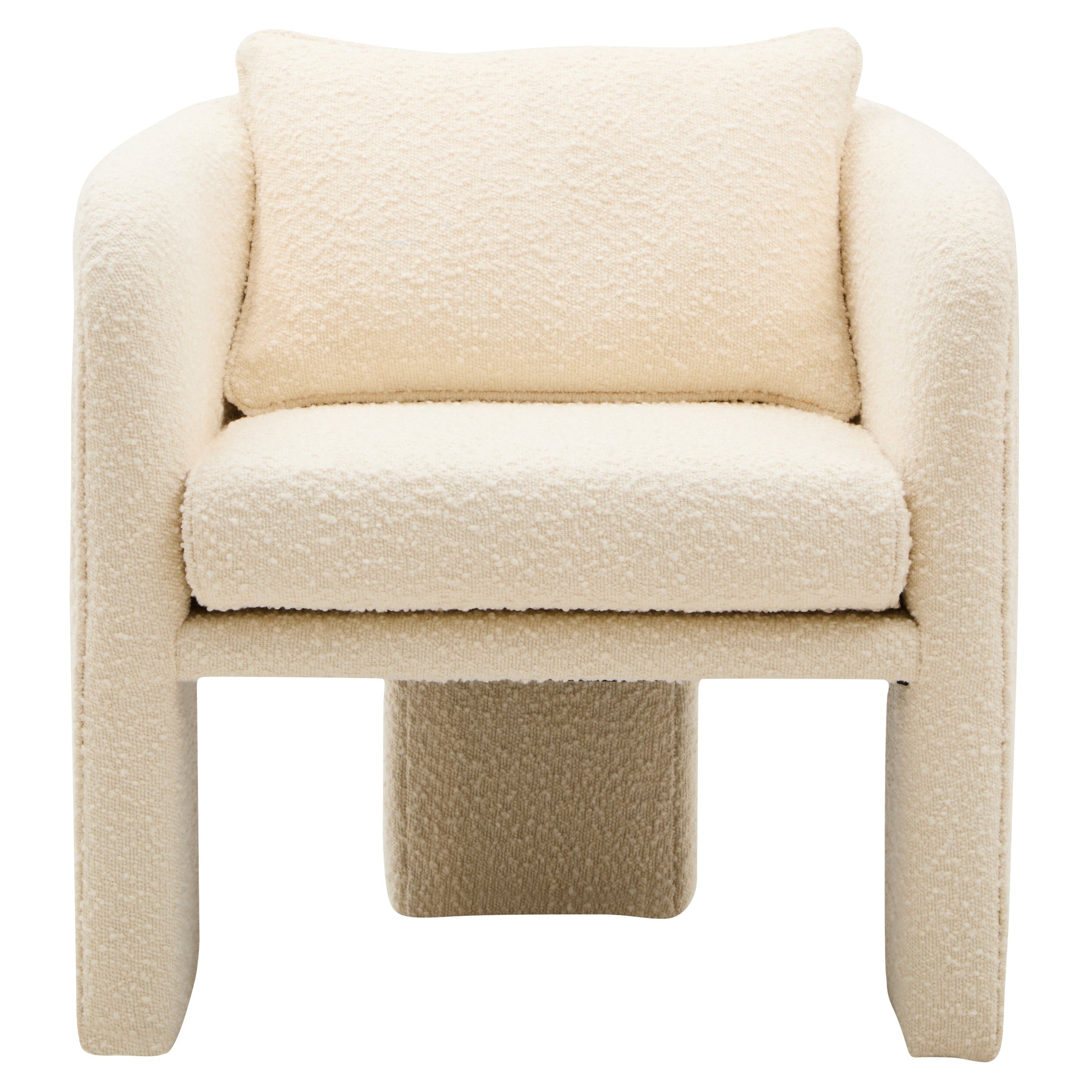 Mazzero Ivory Boucle Curved Armchair  Nicholas John Interiors