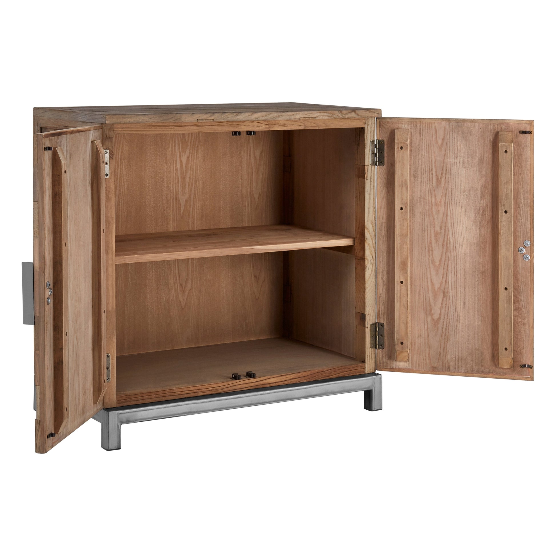 Midaro Large 2 Door Elm Wood Cabinet with Sunburst Design  Nicholas John Interiors