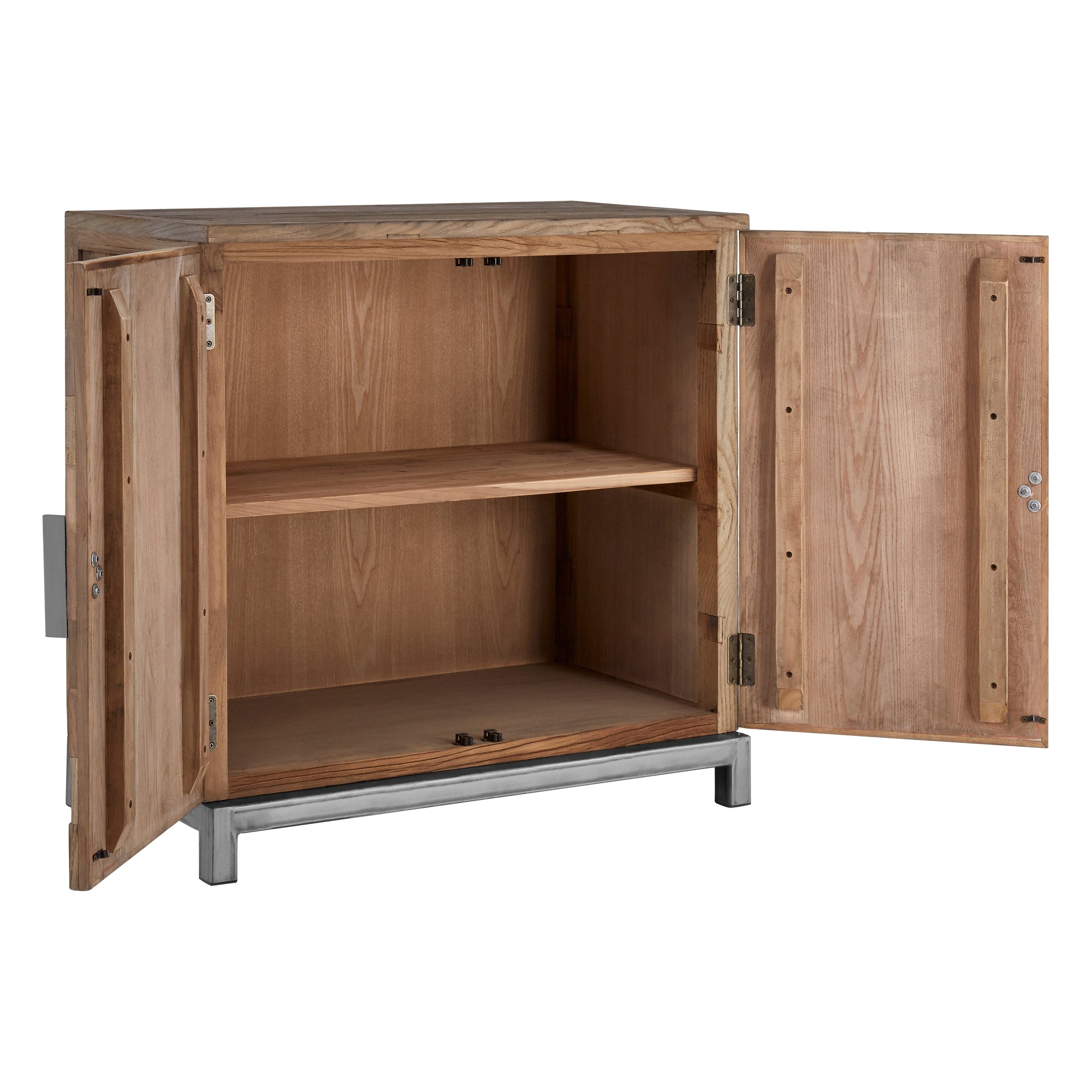 Midaro Large 2 Door Elm Wood Cabinet with Sunburst Design  Nicholas John Interiors