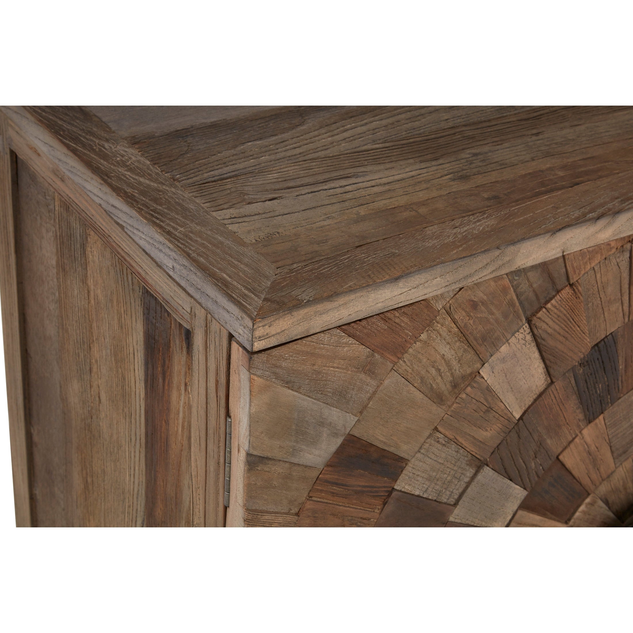 Midaro Large 2 Door Elm Wood Cabinet with Sunburst Design  Nicholas John Interiors