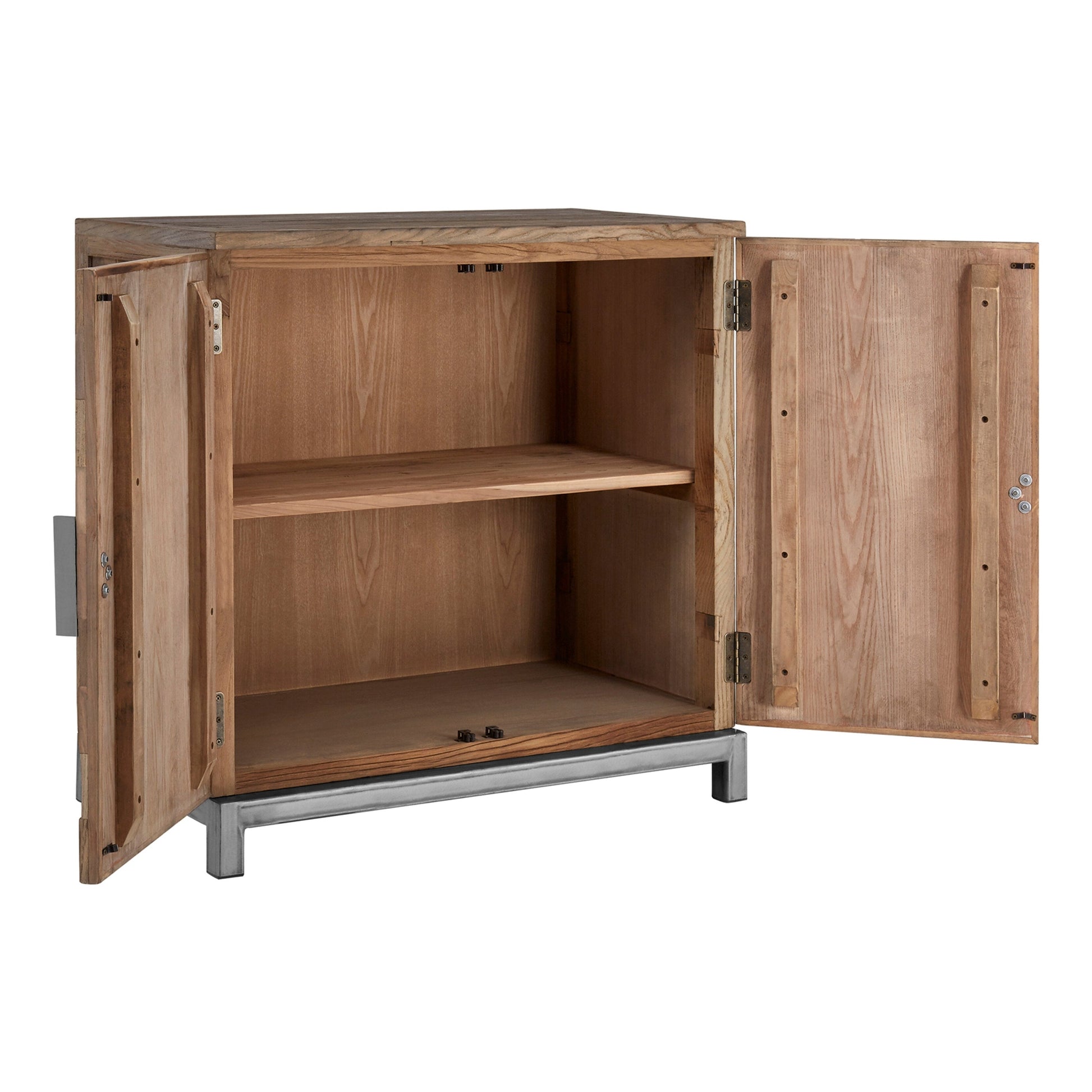 Midaro Large 2 Door Elm Wood Cabinet with Sunburst Design  Nicholas John Interiors