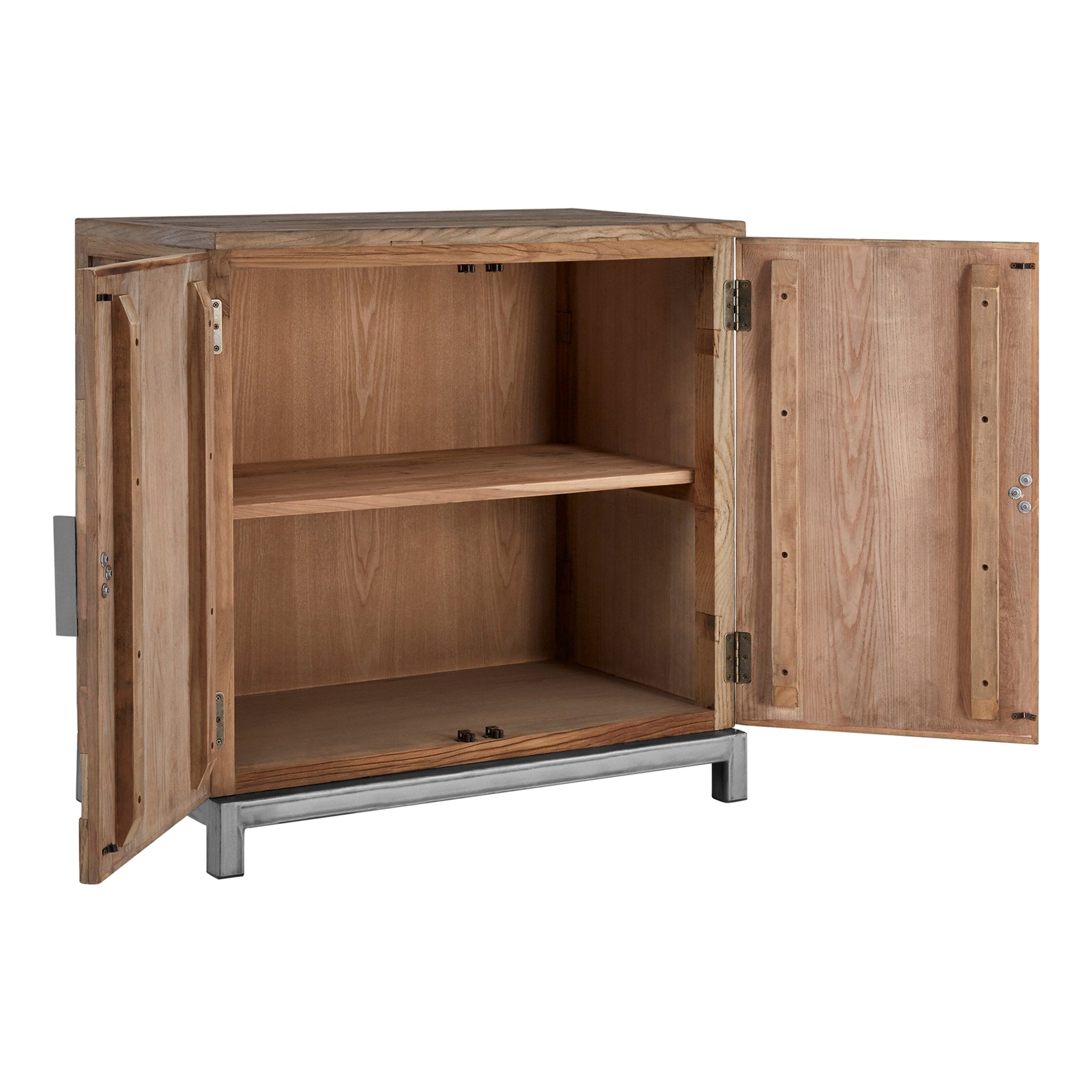 Midaro Large 2 Door Elm Wood Cabinet with Sunburst Design  Nicholas John Interiors
