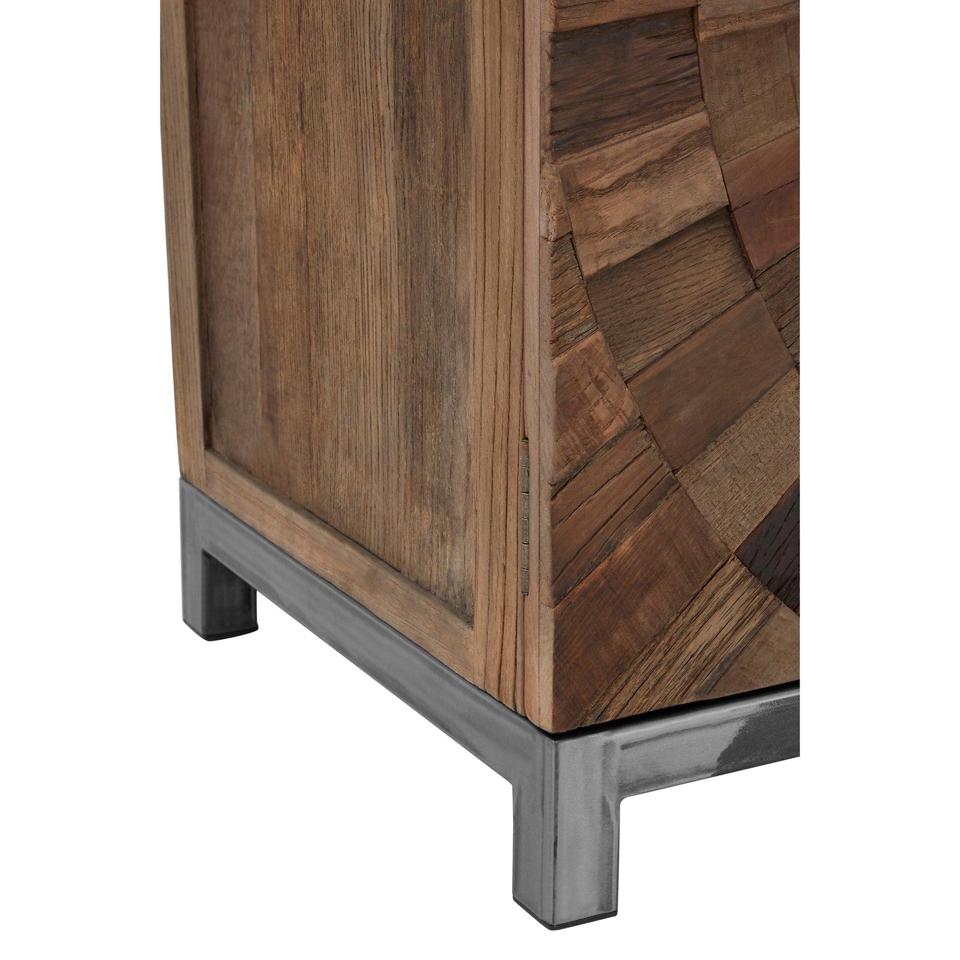 Midaro Large 2 Door Elm Wood Cabinet with Sunburst Design  Nicholas John Interiors