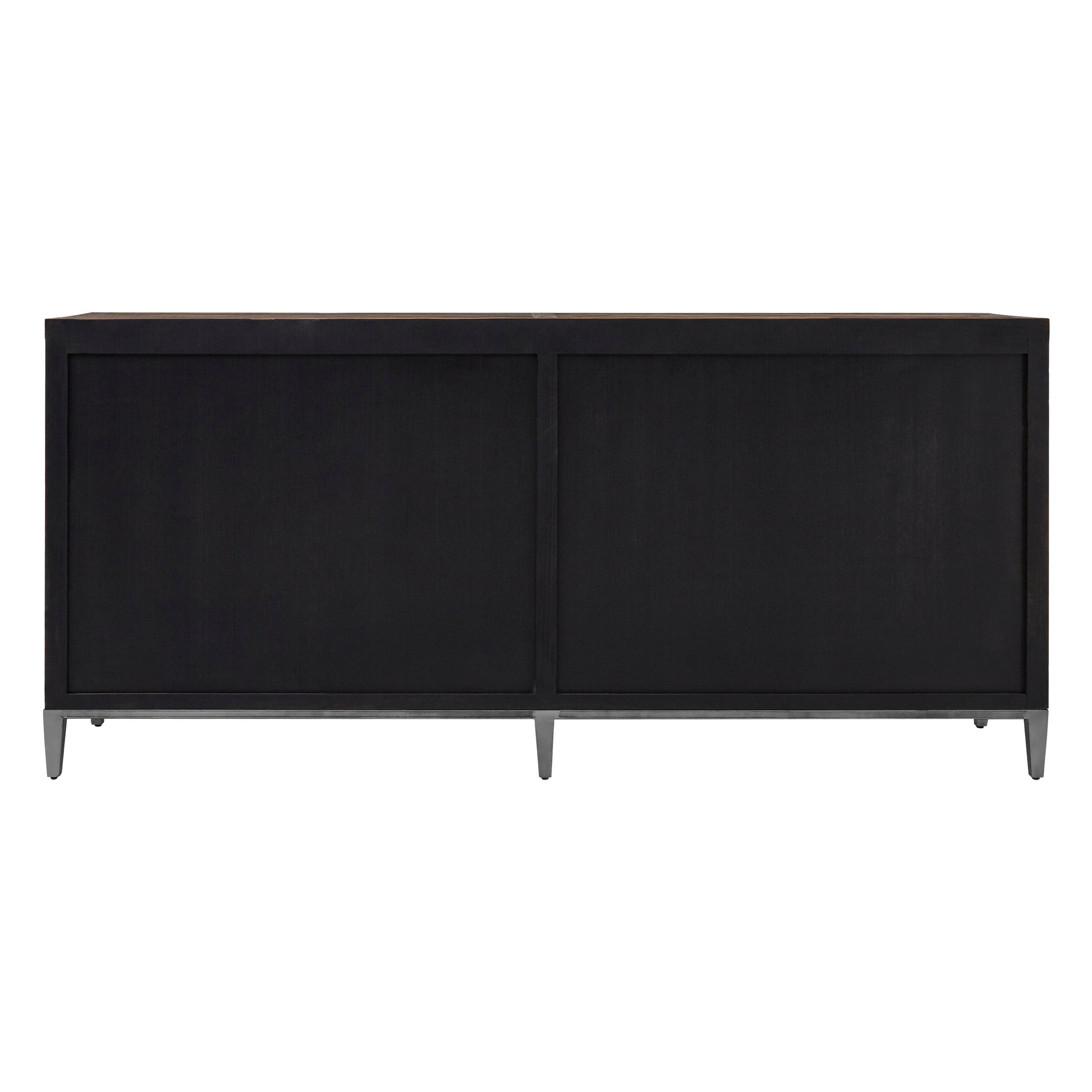 Midaro Elm Wood Sideboard with Silver Sunburst Inlay  Nicholas John Interiors