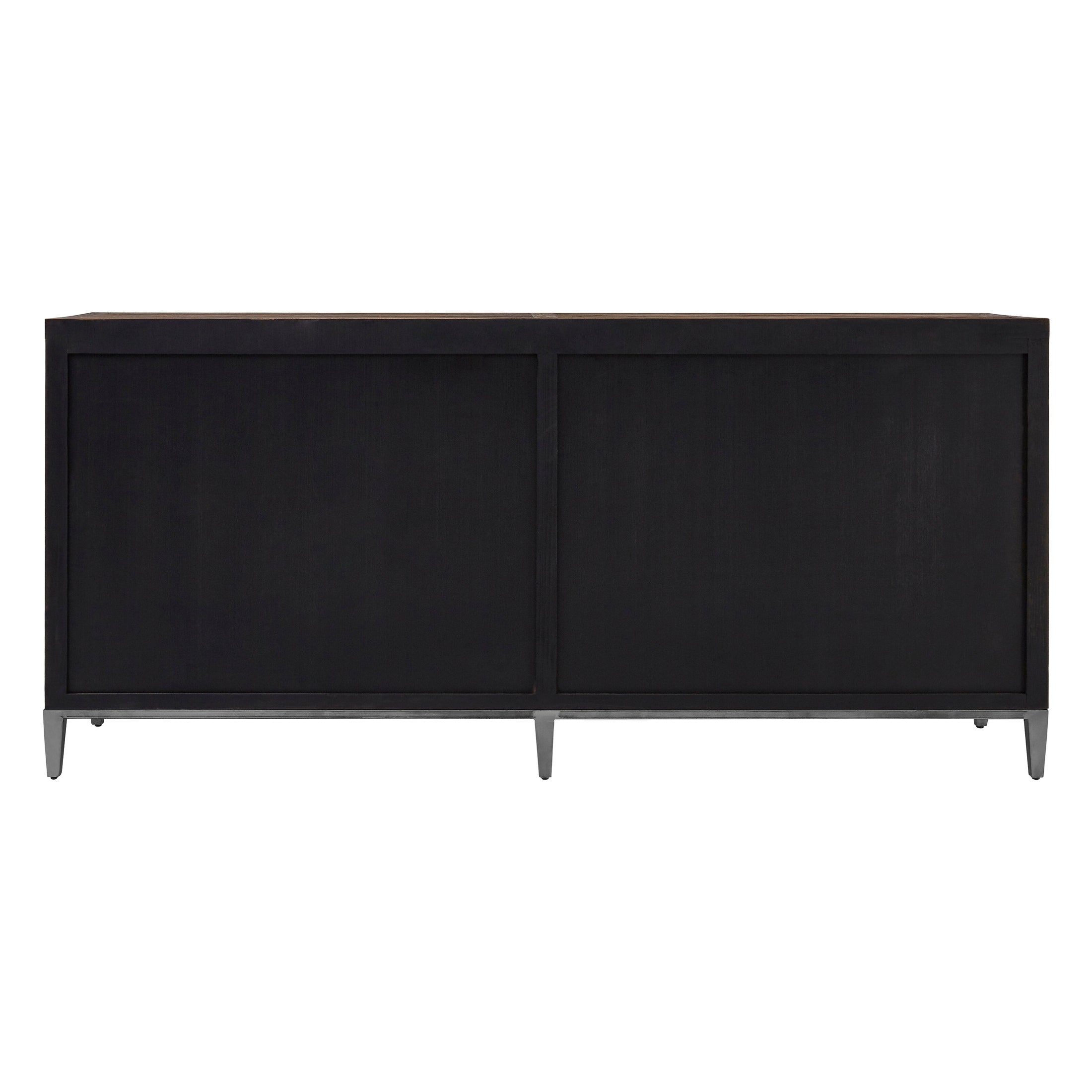 Midaro Elm Wood Sideboard with Silver Sunburst Inlay  Nicholas John Interiors