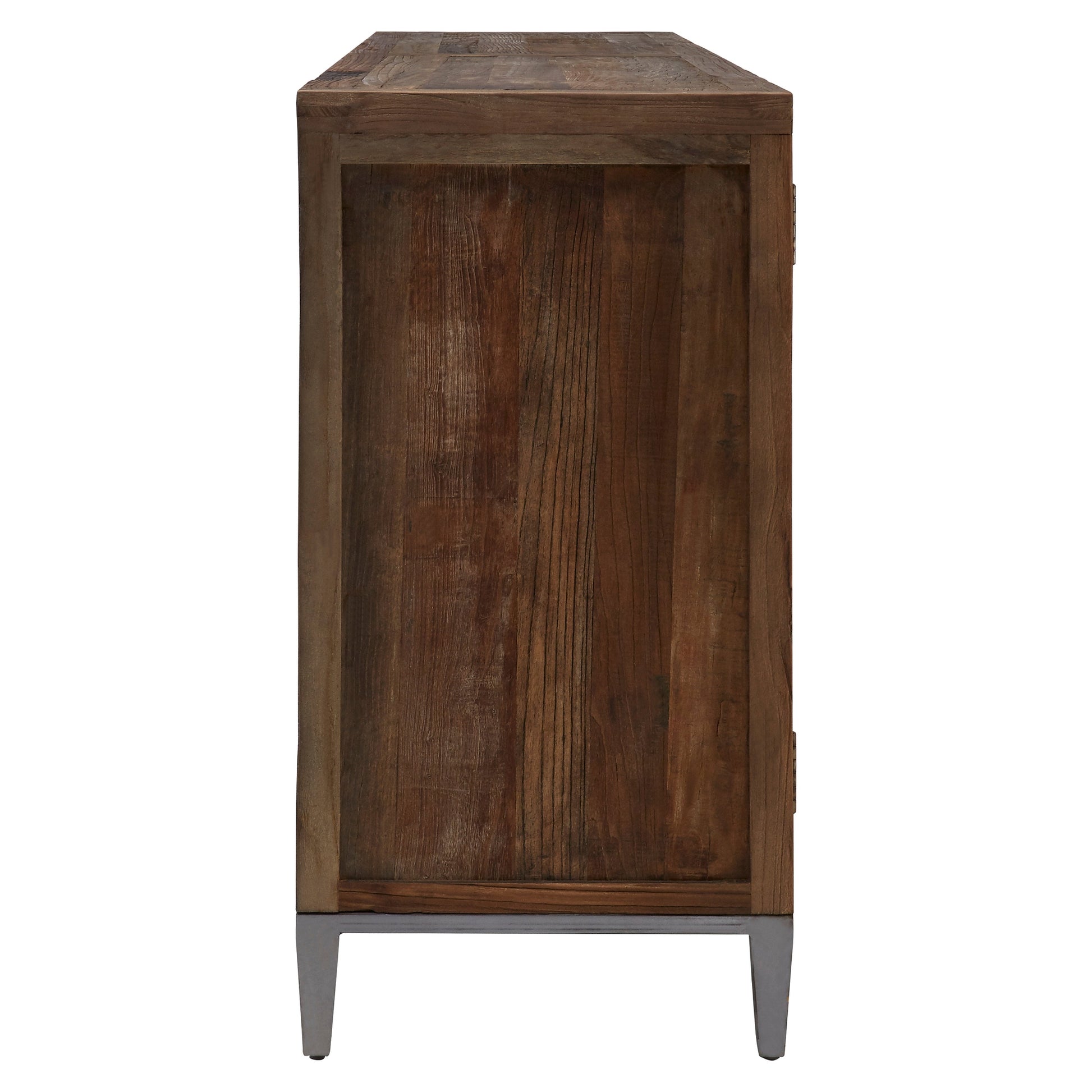 Midaro Elm Wood Sideboard with Silver Sunburst Inlay  Nicholas John Interiors