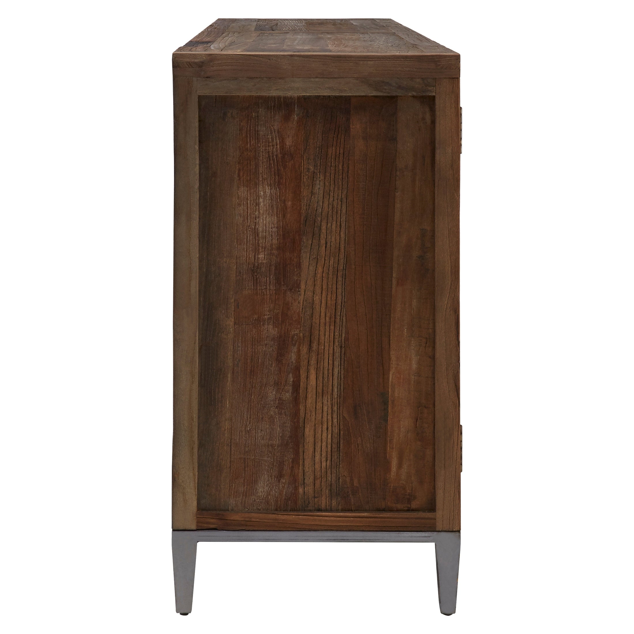 Midaro Elm Wood Sideboard with Silver Sunburst Inlay  Nicholas John Interiors