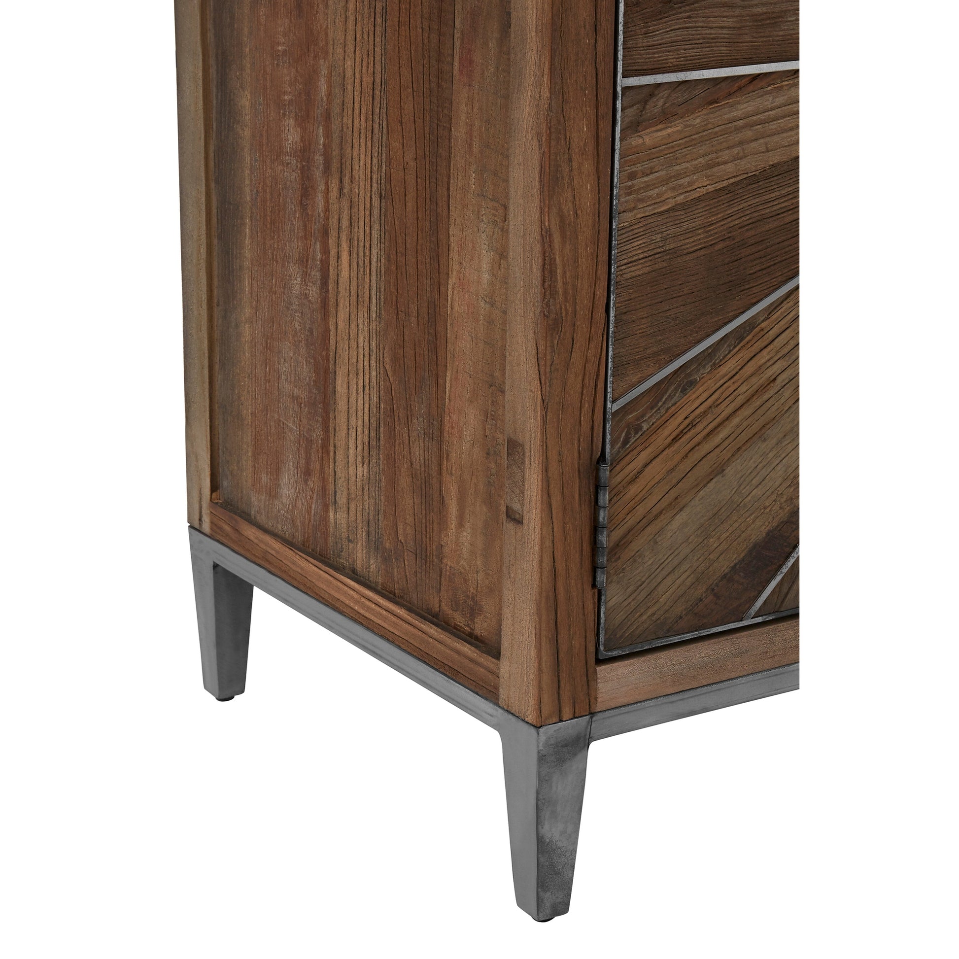 Midaro Elm Wood Sideboard with Silver Sunburst Inlay  Nicholas John Interiors