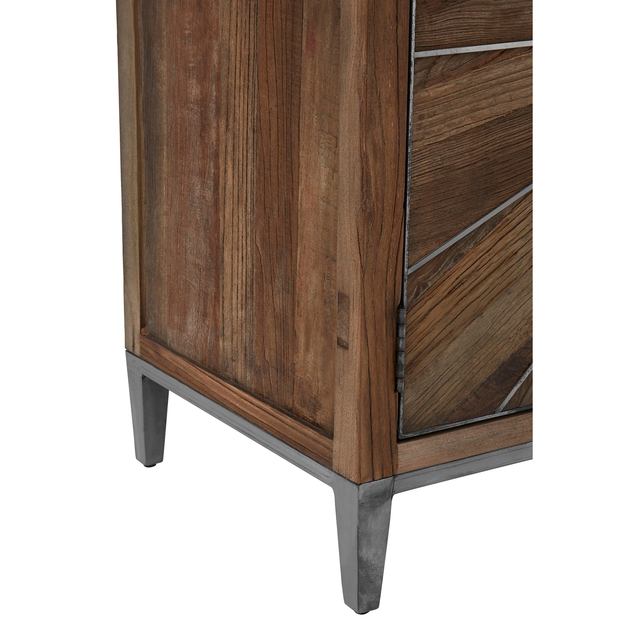 Midaro Elm Wood Sideboard with Silver Sunburst Inlay  Nicholas John Interiors
