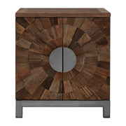 Midaro Small 2 Door Elm Wood Cabinet with Circular Handles  Nicholas John Interiors