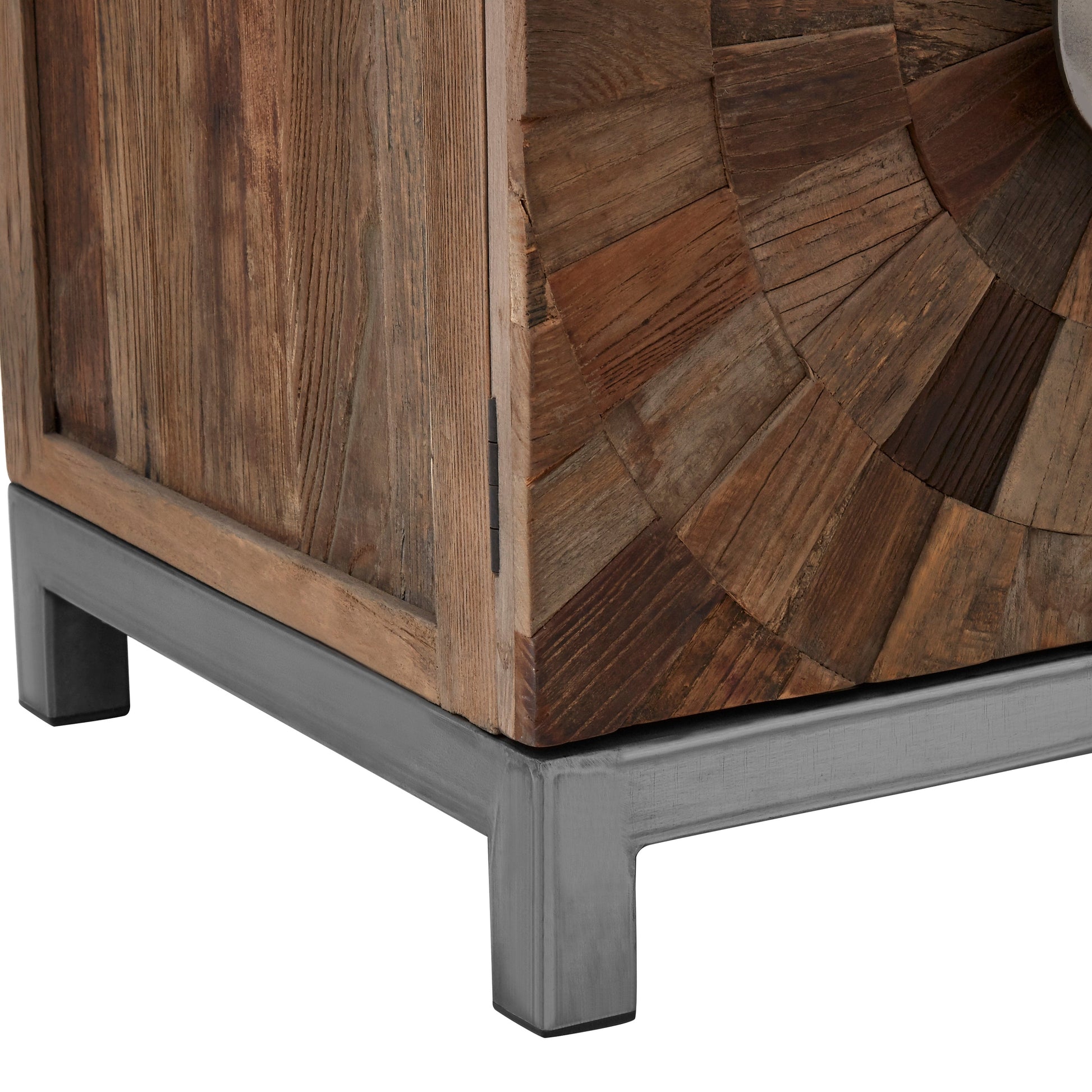 Midaro Small 2 Door Elm Wood Cabinet with Circular Handles  Nicholas John Interiors
