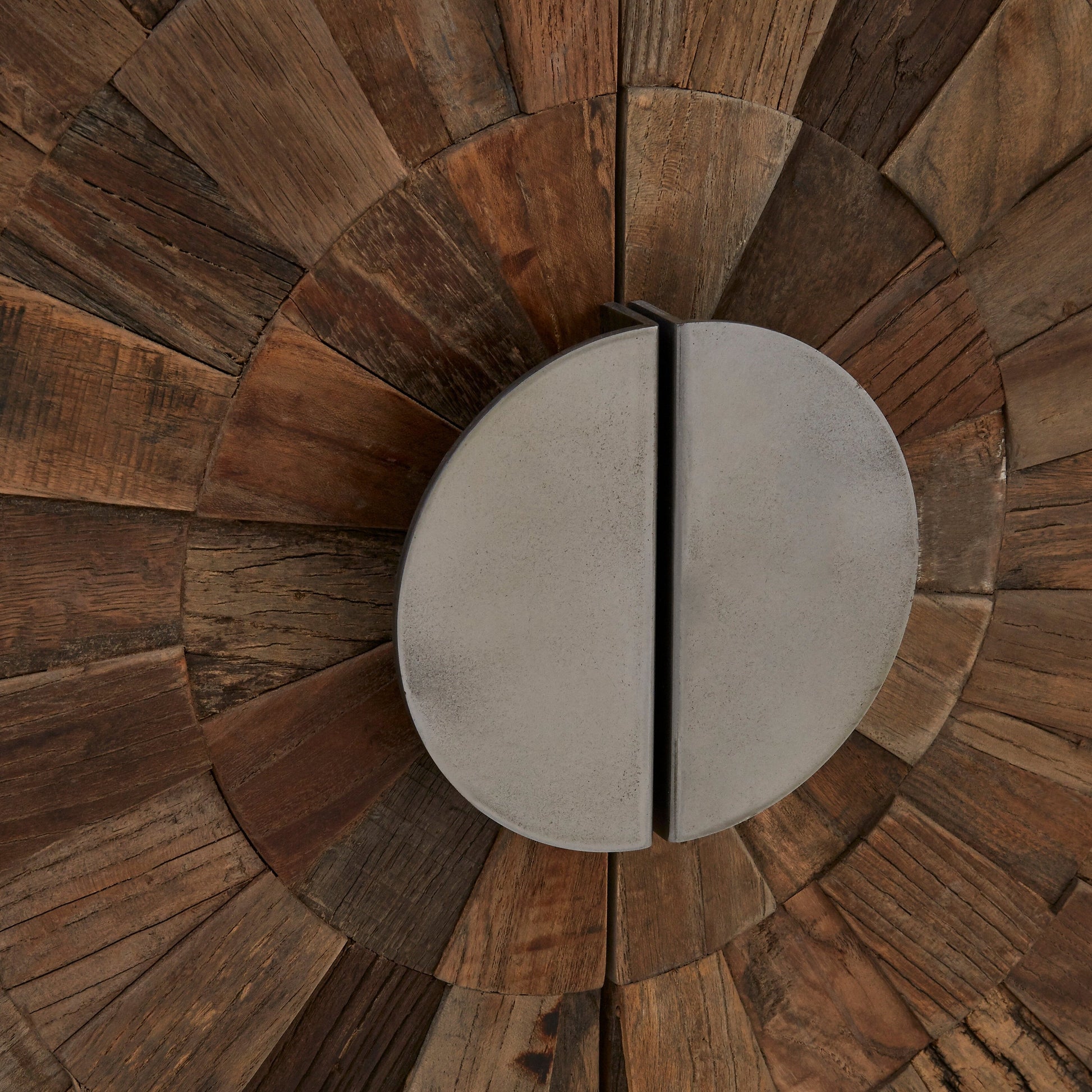 Midaro Small 2 Door Elm Wood Cabinet with Circular Handles  Nicholas John Interiors