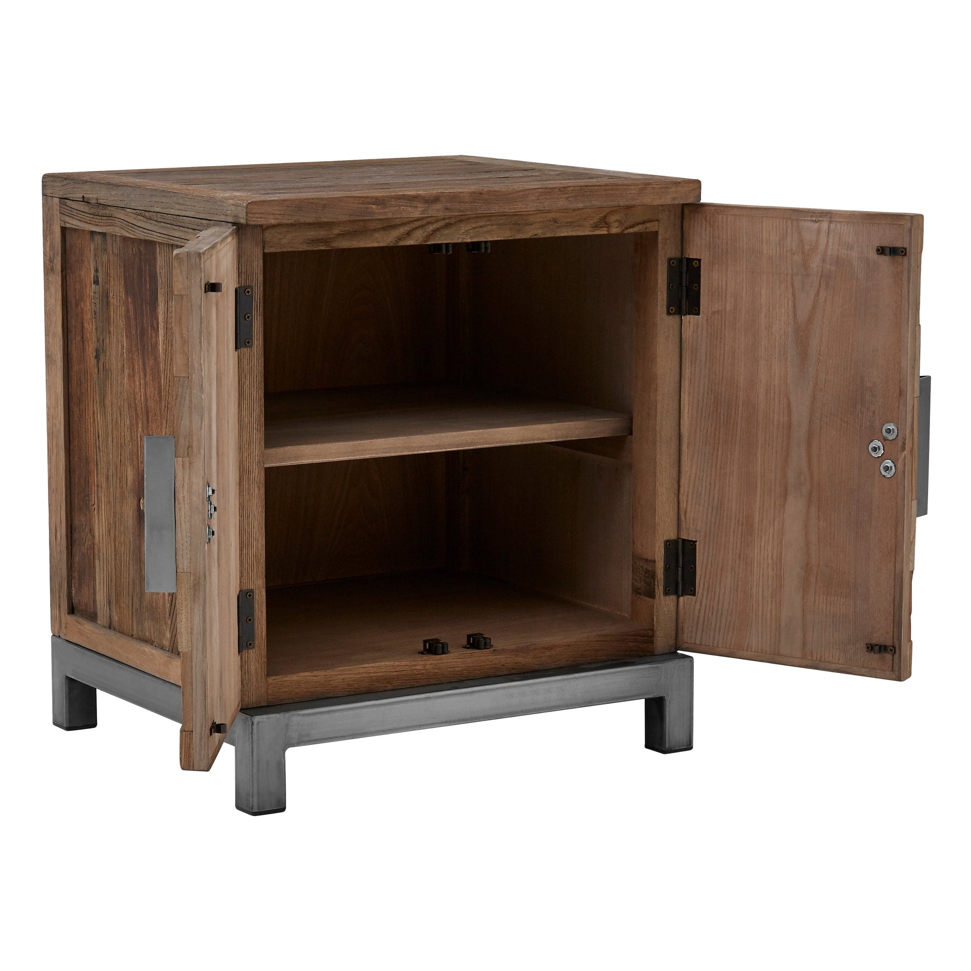Midaro Small 2 Door Elm Wood Cabinet with Circular Handles  Nicholas John Interiors
